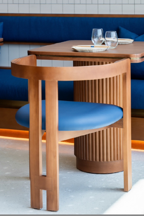 Custom furniture - Natural wood with leather upholstery